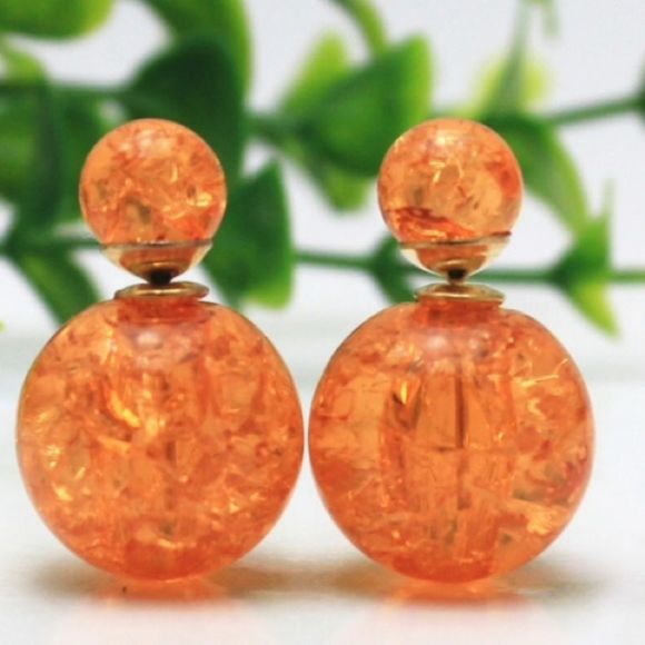 Jewelry - Orange Crackle Earrings